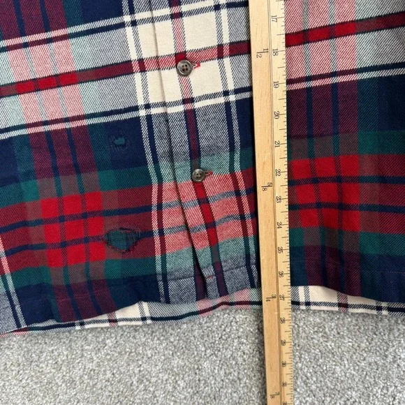 Polo Ralph Lauren Classic Fit Plaid Flannel Camp Shirt Mens Small Distressed NEW